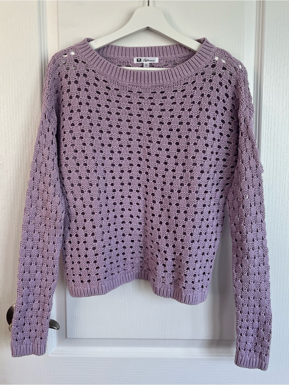 Reitmans Lilac Open-Knit Crewneck Sweater